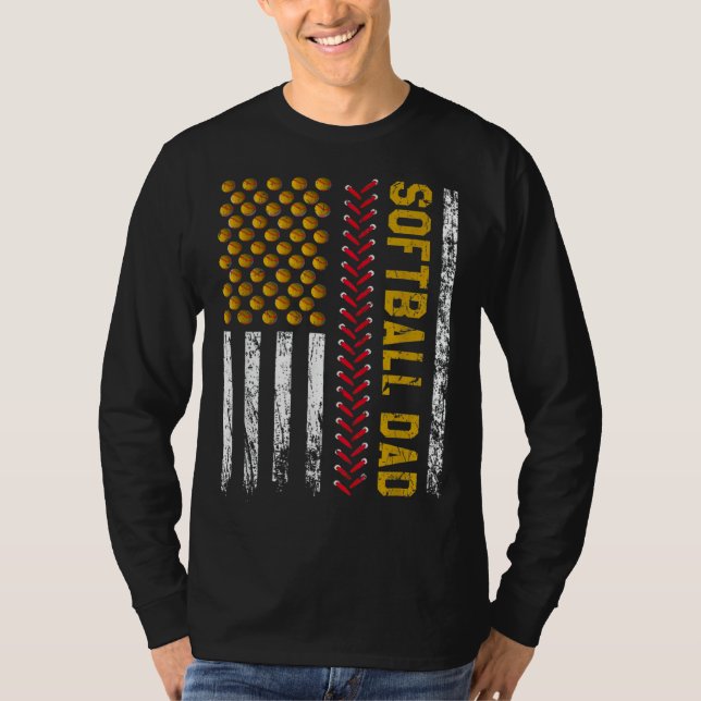 T-shirt fathers day greatest best softball dad daddy fathe (Devant)