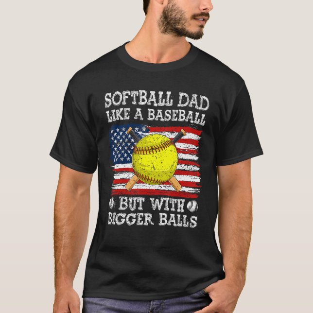 T-shirt Fathers Day Softball Dad Like A Baseball Dad US Fl (Devant)