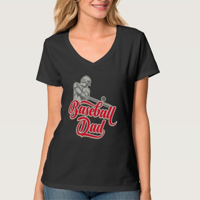 T-shirt Fathers Days Baseball Dad  Papa Daddy Dad (Devant)