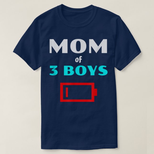T-shirt Fatigué Maman De 3 Garçons Mère Avec Trois Fils Ba (Design devant)