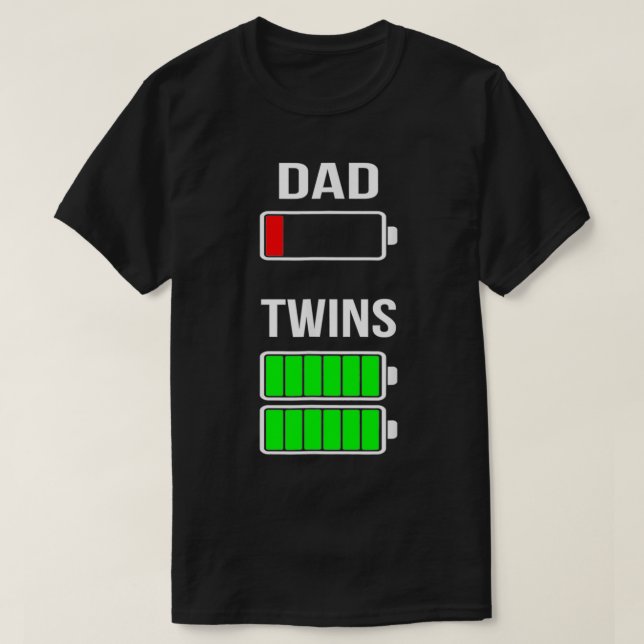 T-shirt Fatigué Papa Faible Batterie Twins Plein Charge Ta (Design devant)