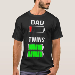 T-shirt Fatigué Papa Faible Batterie Twins Plein Charge Ta