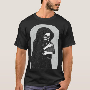 T-shirt Faucheur de la mort et son chat noir câlin punk go