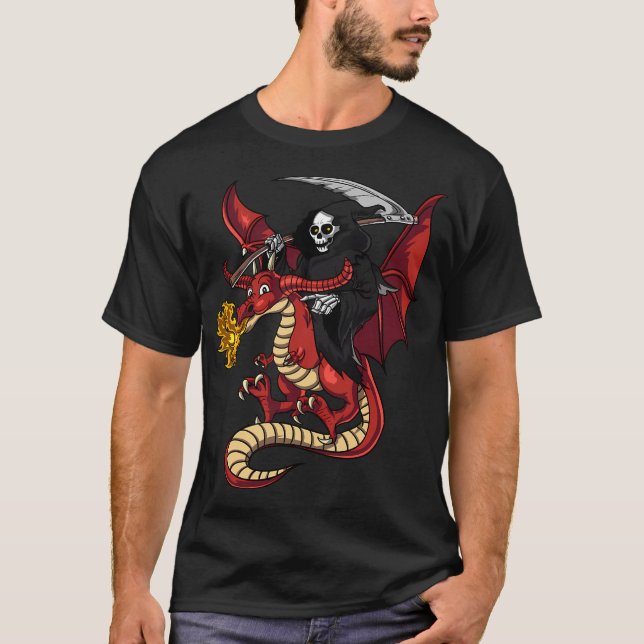 T-shirt Faucheuse chevauchant un dragon (Devant)