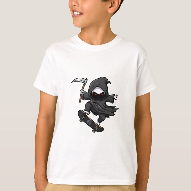 T-shirt Faucheuse de skateboard Chibi Enfants (Devant)