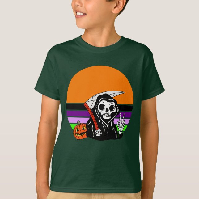 T-shirt Faucheuse - Jack O'Lantern Coucher de soleil Hallo (Devant)
