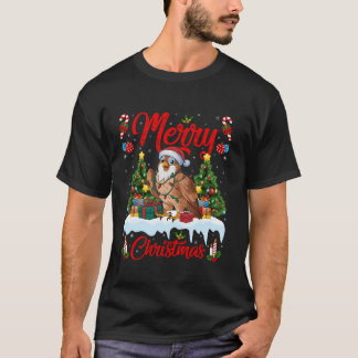 T-shirt Faucon Bird Xmas Arbre Éclairage Santa Hat Falcon