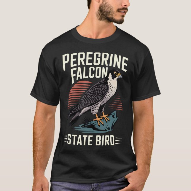 T-shirt Faucon Pèlerin Oiseau de l'État Rétro (Devant)