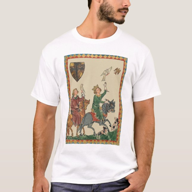 T-shirt Fauconnerie, Codex Manesse du XIVe siècle (Devant)