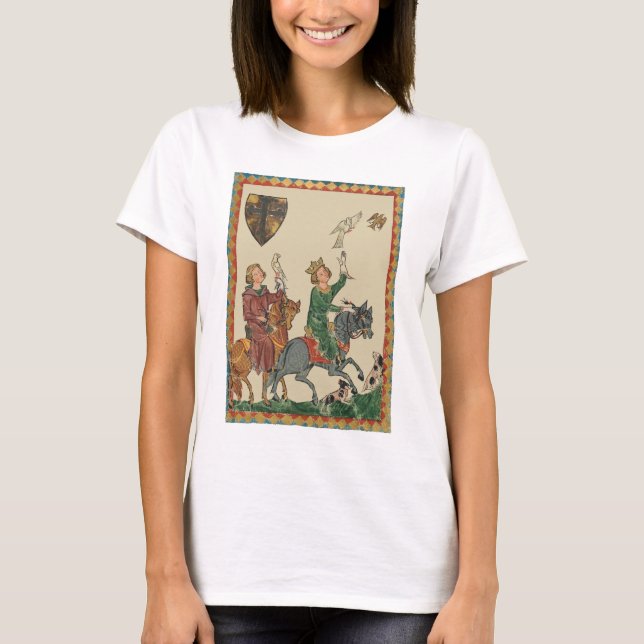 T-shirt Fauconnerie, Codex Manesse du XIVe siècle (Devant)