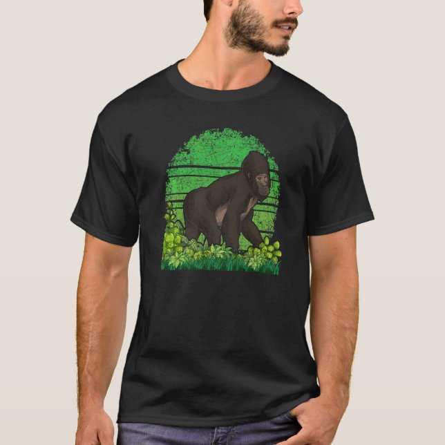 T-shirt Faune Animal Singe Forêt Rainforest Ape Retro Gori (Devant)