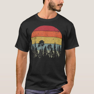 T-shirt Faune Arbres Retro Forêt Extérieure NatureHommes F