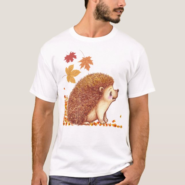 T-shirt Faune - Hérisson en automne/automne Unisex (Devant)