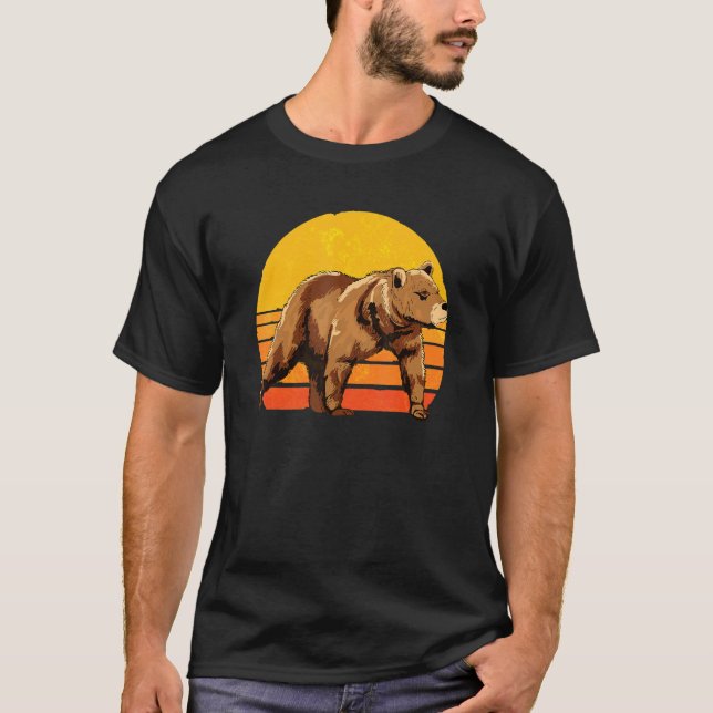 T-shirt Faune Ours grizzli Retro Forêt Ours animal 1 (Devant)