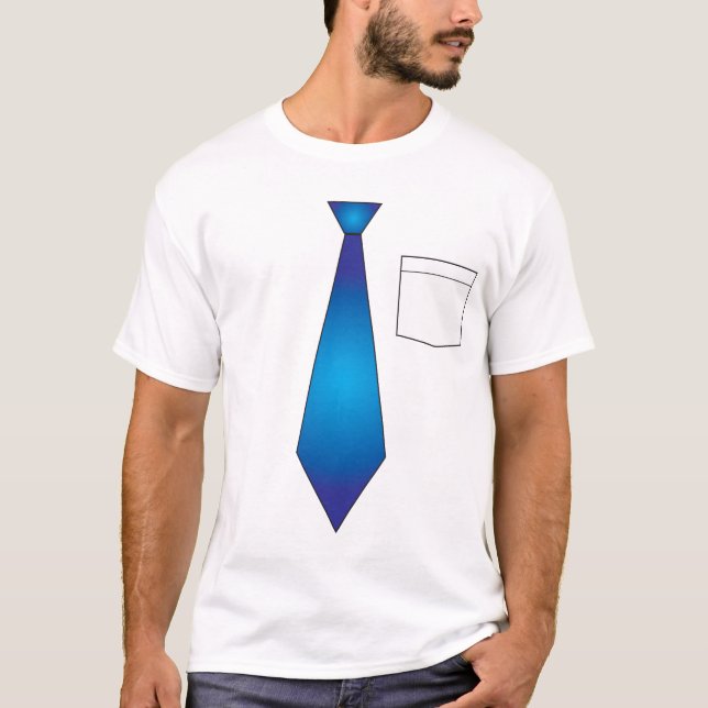 T-shirt Fausse chemise bleue drôle de cravate (Devant)