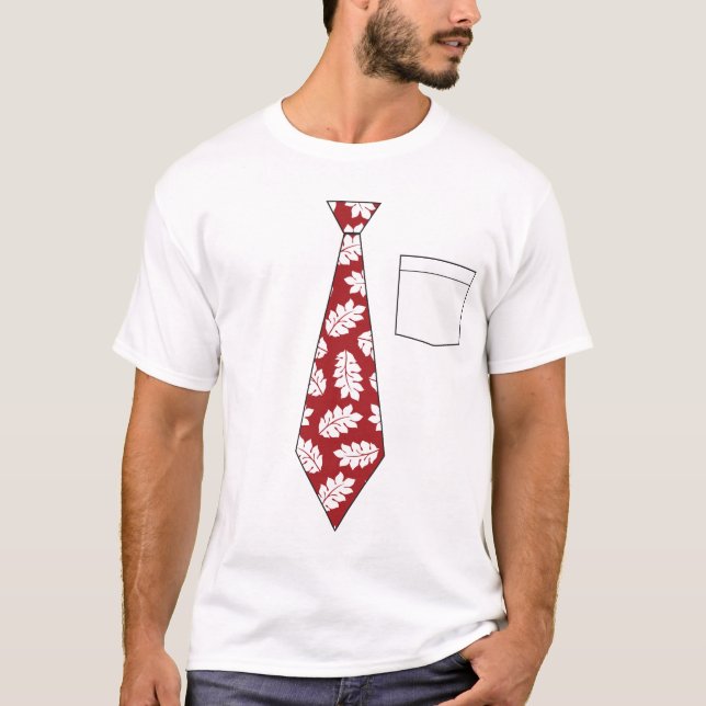 T-shirt Fausse chemise tropicale rouge drôle de cravate (Devant)