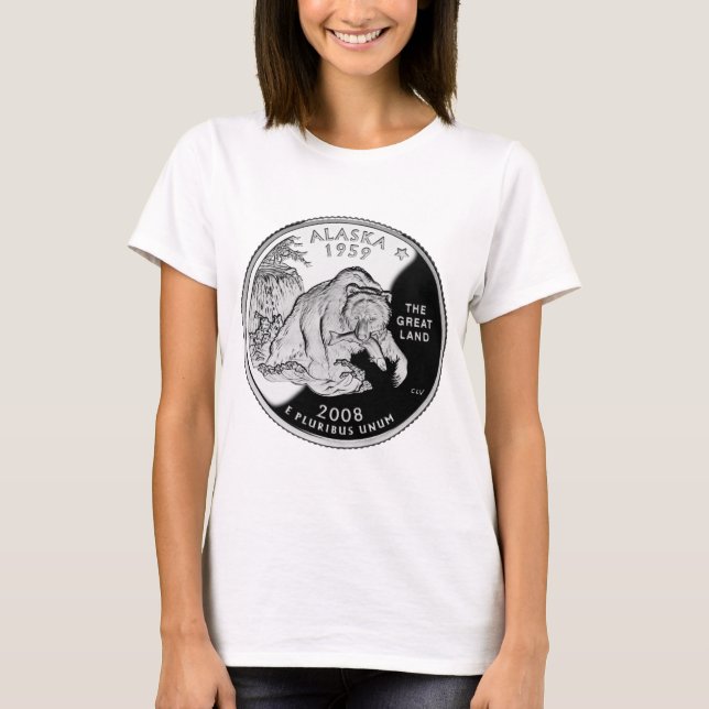 T-shirt Faux Alaska State Quarter The Great Land Grizzly (Devant)