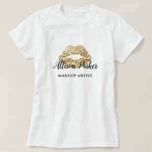 T-shirt Faux Gold Maquillage Artiste Logo Kiss Nom