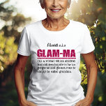 T-shirt Faux Hot Pink Parties scintillant Glam-Ma<br><div class="desc">Faux Hot Pink Parties scintillant Glam-Ma Card - Pour certains d'entre nous, toujours être glamour et fabuleux vient très naturellement. Montrez votre diva interne et votre attitude glamour lisse avec cette fausse parties scintillant de carte Glam-Ma rose chaud. Avec sa définition : "Glam-ma est une femme dont les enfants ont...</div>