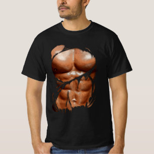 T-shirt Faux Muscle Sous Vêtements Six Pack Abs Abs Blac