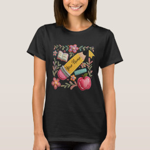 T-shirt Faux Texturé au Crayon de Fil Personnalisé Nom Ens