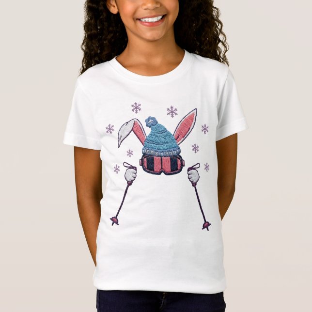 T-Shirt Faux yarn skiing rabbit winter humor (Devant)