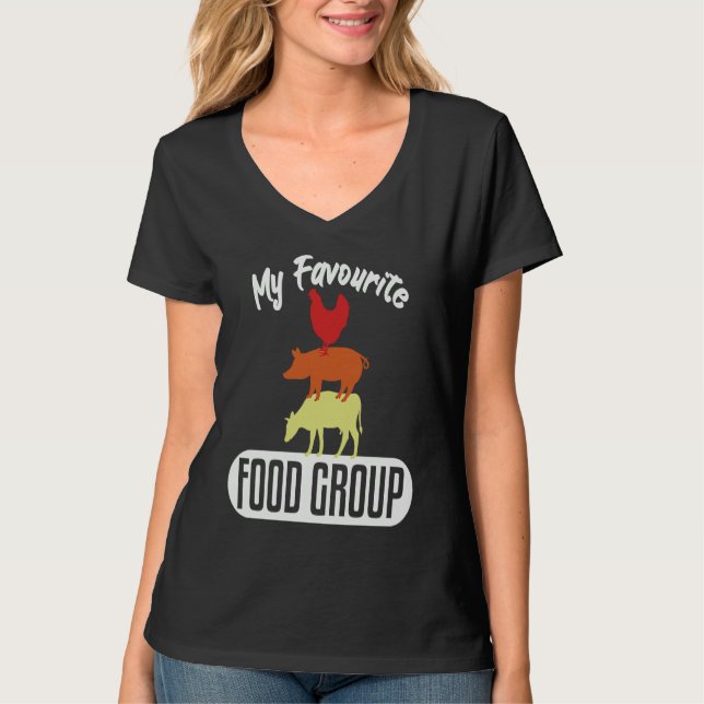 T-shirt Favourite Food Group Meat Beef Butchers (Devant)