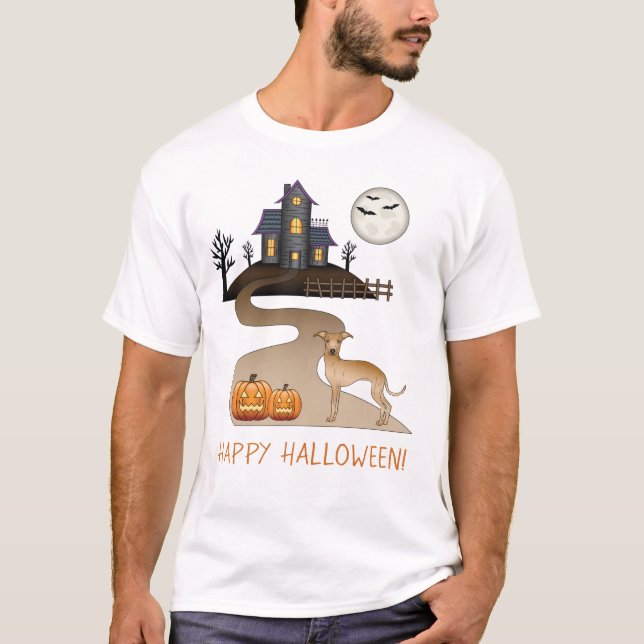 T-shirt Fawn Iggy Cute Dog Et Halloween Maison Hantée (Devant)