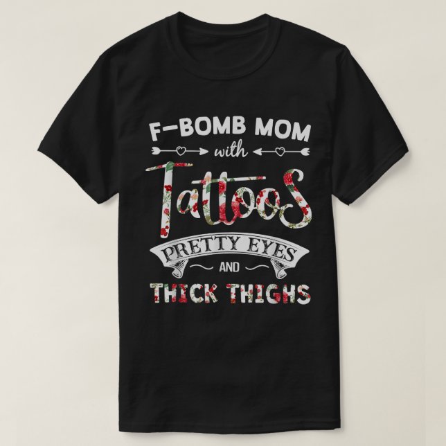 T-shirt Fbombe Pitbull Maman avec des tatouages de beaux y (Design devant)
