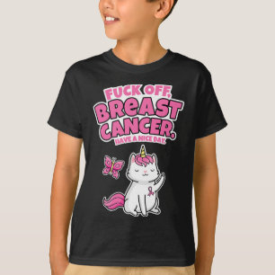 T-shirt Fck Off Breast Cancer Unicorn chat Papillon Fun Qu