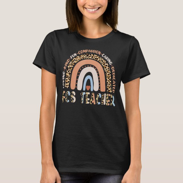 T-shirt FCS Enseignant Retro Leopard Arc-en-ciel (Devant)