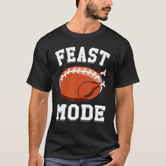 T-shirt Feast Mode Football Turkey  Thanksgiving  Men Boys (Devant)