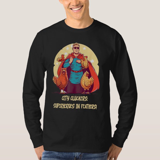 T-shirt Feathered Defenders Urban Chicken Heroes (Devant)