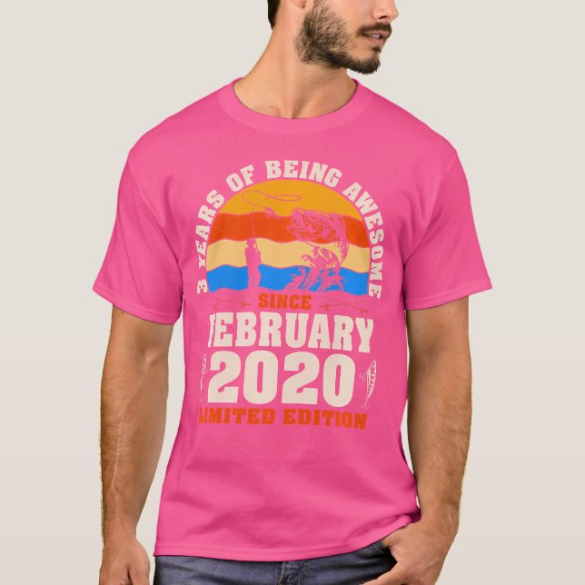 T-shirt February 2020 3 Year Old Fishing Lovers 3Rd Birthd (Devant)