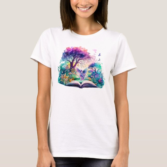 T-shirt Fée amoureuse de livre de fantasy (Devant)