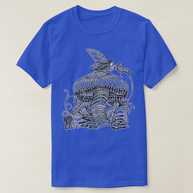 T-shirt Fée avec ailes et une chenille sur un champignon (Design devant)