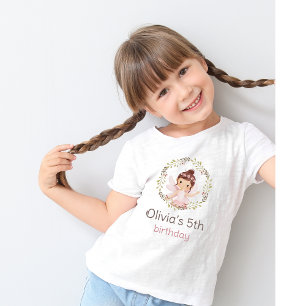 T-Shirt Fée Ballerine Fille en Robe Rose Anniversaire