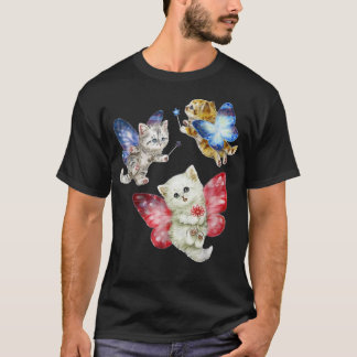 T-shirt Fée Cute Chats Kitten Voler Un Papillon Chat Kitte