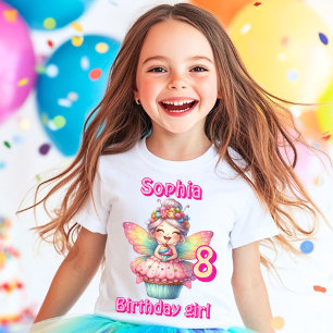 T-shirt Fée de cupcake colorée anniversaire papillon