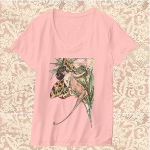 T-shirt Fée de papillon Art nouveau vintage