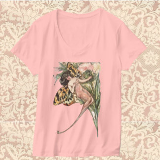 T-shirt Fée de papillon Art nouveau vintage