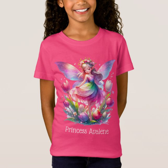 T-Shirt Fée de Tulipe Rose Hot Princess Girls (Devant)