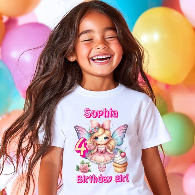 T-shirt Fée papillon rose gâteau d'anniversaire  (Créateur téléchargé)