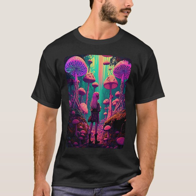 T-shirt Fée Psychédélique Dans La Forêt De Champignons 1 (Devant)