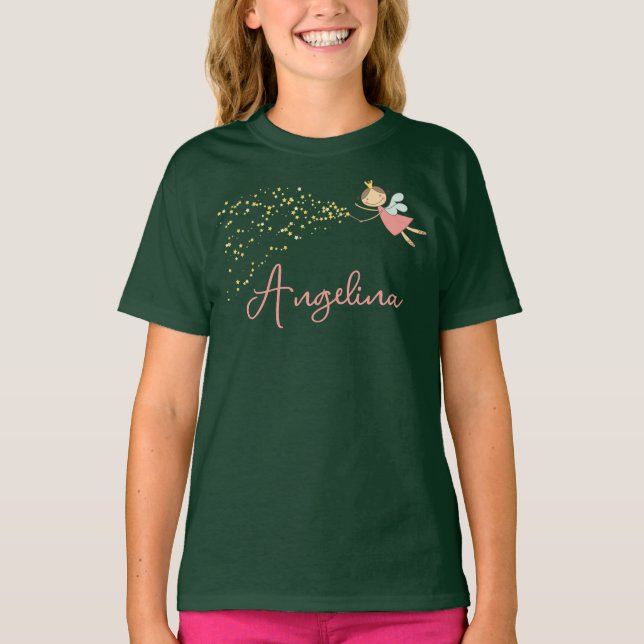 T-shirt Fée rose douce Princesse & Étoiles Fille Whimsical (Devant)