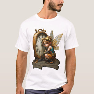 T-shirt Fée Steampunk avec ailes d'or et horloge antique