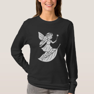 T-shirt Fée volant sur une feuille avec baguette