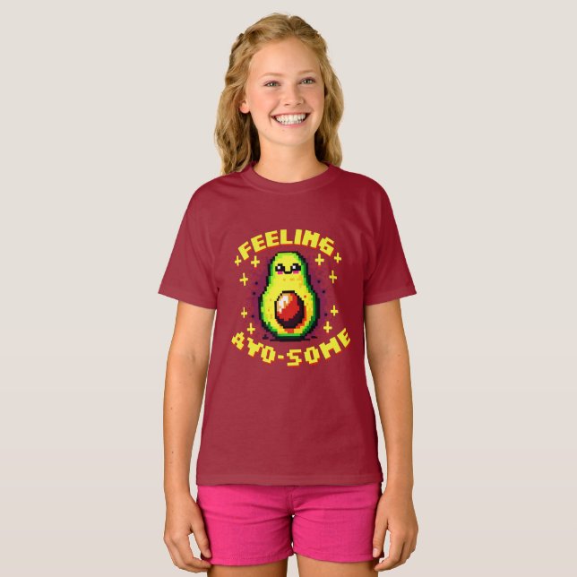 T-shirt Feed Avo-some - Drôle Pixel Art Avocado Design (Devant entier)