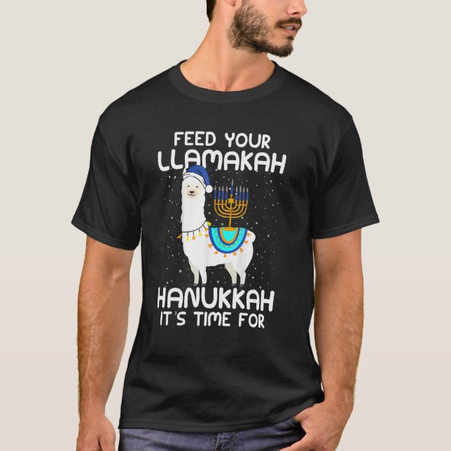T-shirt Feed Your Llamakah Llama Hanukkah Costume Alpaca (Devant)