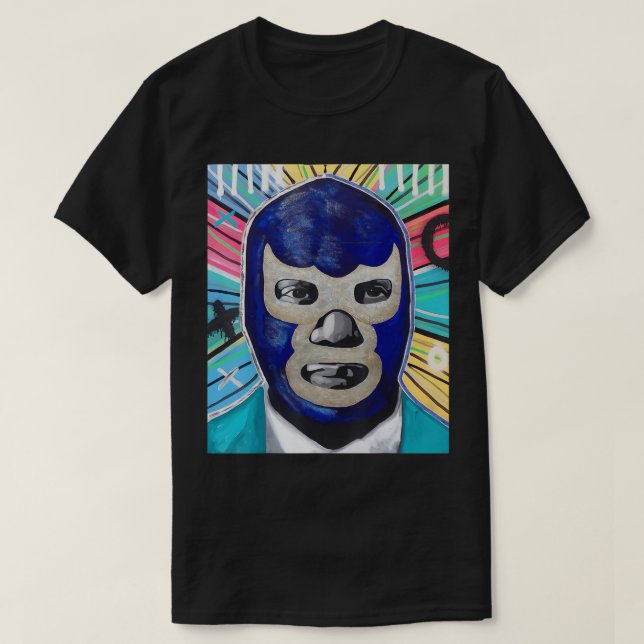 T-shirt Feel-Ink Demon Blue Lucha Libre Mexican Wrestling (Design devant)